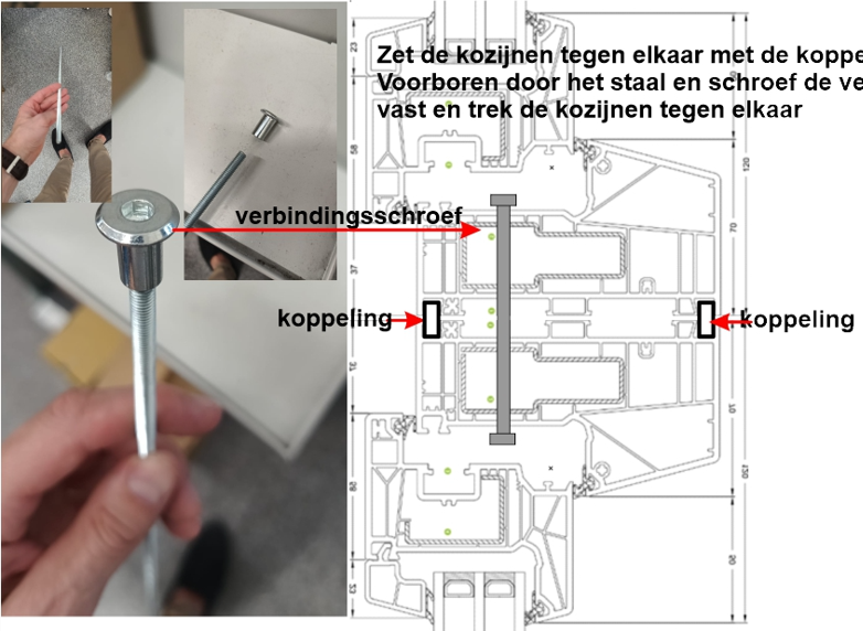 2 kozijnen met elkaar verbinden